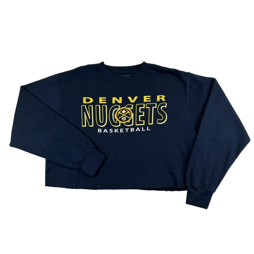Denver Nuggets Sweatshirt Womens Large Blue NBA Basketball Blue 84 Cropped